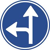 Aluminium DOR verkeersbord RVV D06l verplichte rijrichting linksaf of rechtdoor - levensduur 10 jaar - afmeting 800mm rond