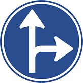 Aluminium DOR verkeersbord RVV D06r verplichte rijrichting rechtsaf of rechtdoor - levensduur 10 jaar - afmeting 800mm rond