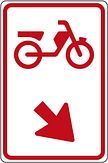 Aluminium DOR verkeersbord RVV D103 bromfieters wisselen van rijbaan naar rechts - levensduur 10 jaar - afmeting 400x600mm