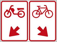 Aluminium DOR verkeersbord RVV D105 fieters naar links bromfieters naar rechts - levensduur 10 jaar - afmeting 800x600mm