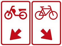 Verkeersbord RVV model D104 - (Brom)fietsers van rijbaan wisselen