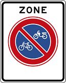 Aluminium DOR verkeersbord RVV E03zb begin zone verbod fietsen en bromfietsen te plaatsen - levensduur 20 jaar - afmeting 530x670mm