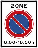 Aluminium DOR verkeersbord RVV E01zbt begin zone parkeerverbod met tijdsduur - levensduur 20 jaar - afmeting 530x670mm