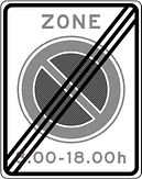 Aluminium DOR verkeersbord RVV E01zet einde zone parkeerverbod met tijdsduur - levensduur 20 jaar - afmeting 530x670mm