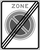 Aluminium DOR verkeersbord RVV E02zezt einde zone verboden stil te staan zonder tijdsduur - levensduur 20 jaar - afmeting 530x670mm