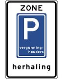 Aluminium DOR verkeersbord RVV E09zbh herhaling parkeerzone vergunninghouders - levensduur 20 jaar - afmeting 530x800mm