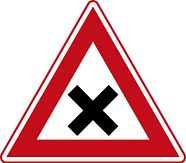 Verkeersbord RVV J08 - Waarschuwing gevaarlijk kruispunt