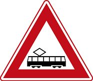 Aluminium DOR verkeersbord RVV J14 tram(kruising) - levensduur 20 jaar - afmeting 900mm driehoek