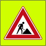 Verkeersbord RVV model J16f - Werk in uitvoering