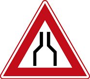 Verkeersbord RVV J17 - Waarschuwing rijbaanversmalling