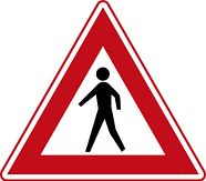 Aluminium DOR verkeersbord RVV J23 voetgangers - levensduur 20 jaar - afmeting 900mm driehoek