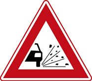 Verkeersbord RVV J25 - Waarschuwing voor losliggende stenen