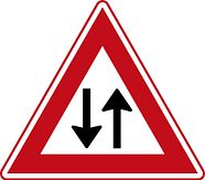 Verkeersbord RVV J29 - Waarschuwing voor tegenliggers