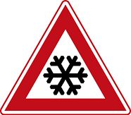 Aluminium DOR verkeersbord RVV J36 ijzel of sneeuw - levensduur 20 jaar - afmeting 700mm driehoek