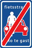 Verkeersbord RVV model L51e - Einde fietsstraat, auto te gast