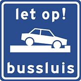 Aluminium DOR verkeersbord RVV L205 let op bussluis - levensduur 20 jaar - afmeting 600x600mm