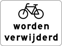 Verkeersbord RVV model OB305 - Fietsen worden verwijderd