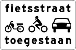 Verkeersbord RVV model OB312 - Fietsstraat toegestaan
