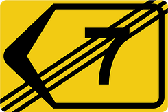 Verkeersbord RVV model T201le - Einde omleiding linksaf