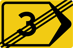 Verkeersbord RVV model T201re - Einde omleiding rechtsaf