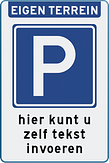 Parkeerbord met eigen tekst en pictogrammen