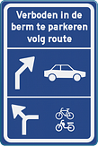 Parkeerplaats verwijsbord in 2 richtingen met eigen tekst