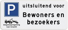 Parkeerbord met eigen tekst en pictogrammen