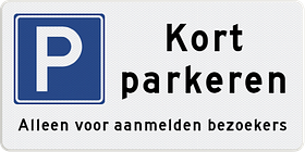 Parkeerbord met eigen tekst en pictogram