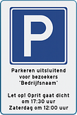 Verkeersbord met aanpasbare tekst en pictogram