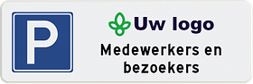 Parkeerbord met eigen logo, tekst en pictogram