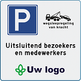 Parkeerbord met eigen logo, tekst en pictogram