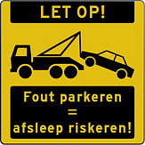 Parkeerverbod bord met eigen tekst en pictogram