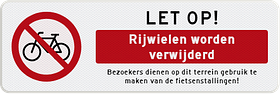 Parkeerverbod bord met eigen tekst en pictogram