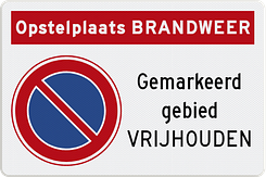 Parkeerverbod bord met eigen tekst en pictogram