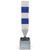 Veerpaal BB21 - dubbelzijdig - wit/bl. + voetplaat/betonpoer