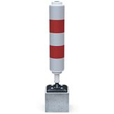 Veerpaal BB21 - kunststof koker - wit/ro. + voetplaat/betonpoer