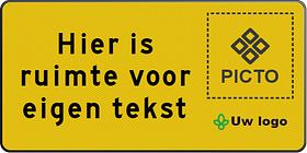 Verkeersbord met eigen tekst en logo