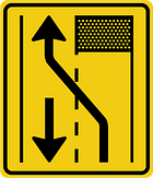 Verkeersbord RVV model T31-2l - Rijbaan rechts afgesloten