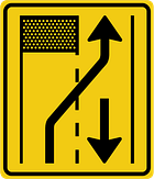 Verkeersbord RVV model T31-2r - Rijbaan links afgesloten