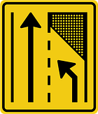 Verkeersbord RVV model T32-2l - Rijbaan rechts afgesloten