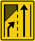 Verkeersbord RVV model T32-2r - Rijbaan links afgesloten