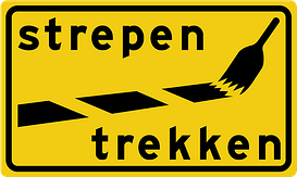 Verkeersbord RVV model OB805t - Strepen trekken