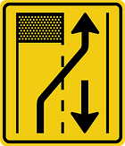 Aluminium DOR verkeersbord RVV T31-2r - afsluiting van linker weghelft - levensduur 20 jaar - afmeting 600x700mm