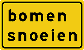 Aluminium DOR verkeersbord RVV OB803t werk in uitvoering bomen snoeien - levensduur 20 jaar - afmeting 900x300mm