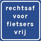 Aluminium DOR verkeersbord RVV VR06 rechtsaf voor fietsers vrij - levensduur 20 jaar - afmeting 400x400mm