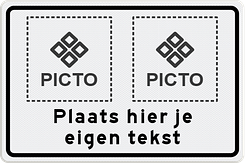 Verkeersbord met eigen tekst en pictogrammen