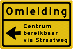 Omleidingsbord met eigen tekst en pictogram