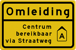 Omleidingsbord met eigen tekst en pictogram