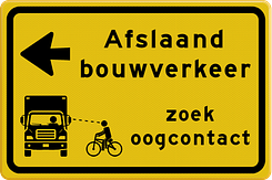 Tijdelijk verkeersbord met eigen tekst en pictogrammen