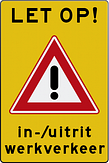 Tijdelijk verkeersbord met eigen tekst en pictogram